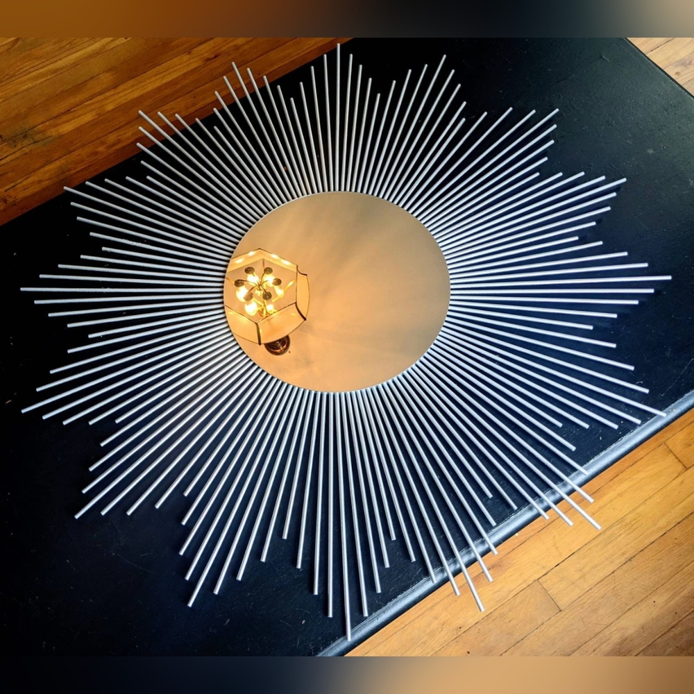 35” SILVER Glamorous Sunburst Mirror Starburst Decorative Wall Mirror